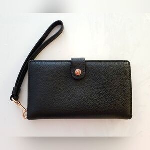 Coach Genuine Leather Wristlet Wallet (Black)
